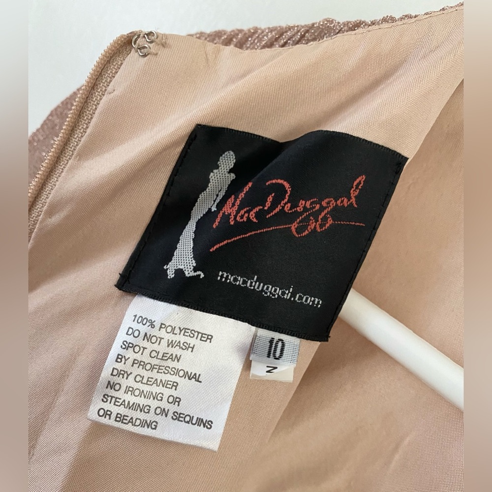 MAC DUGGAL Shimmering Pleated A-Line Pink Rose Gold Tulle Ball Gown 30700 Sz 10 - Picture 14 of 16